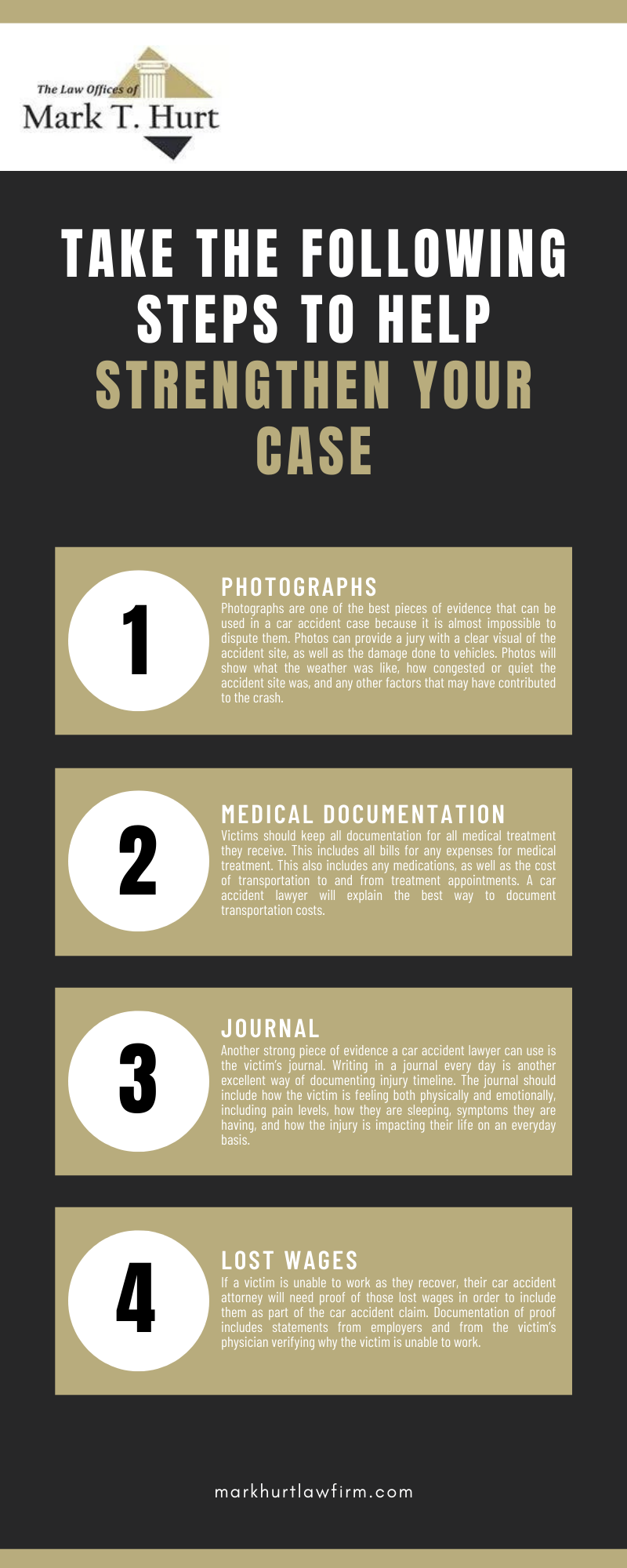 TAKE THE FOLLOWING STEPS TO HELP STRENGTHEN YOUR CASE INFOGRAPHIC